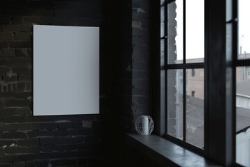 close-up of a big poster mockup of a poster hanging on an appartement wall