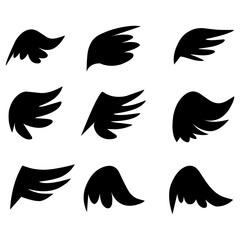 set of black wings vector illustration on white background