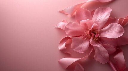 Simple yet captivating backdrop enriched with a soft pink ribbon