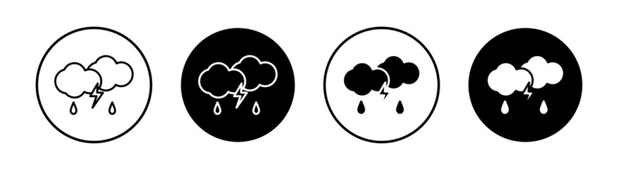 Thunderstorm flat line icon set. Thunderstorm Thin line illustration vector