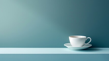 Elegant composition featuring a single teacup on a pristine surface