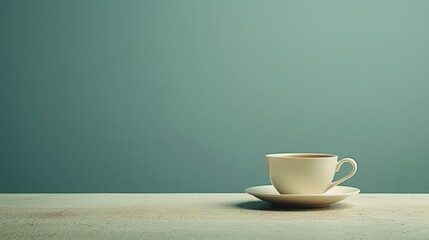 Elegant composition featuring a single teacup on a pristine surface - obrazy, fototapety, plakaty