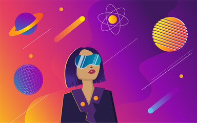 illustration of a flat girl in Viar glasses