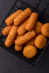 Delicious nuggets, rings and balls of mozzarella and parmesan cheese