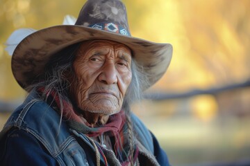 Portrait of an old redskin men. Ethnic, People, Amerindian