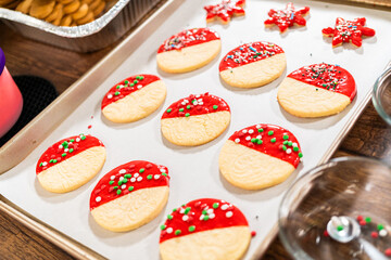 Decorating with Red Melted Chocolate and Vibrant Green Sprinkles