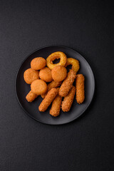 Delicious nuggets, rings and balls of mozzarella and parmesan cheese