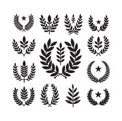 Minimal laurel sign silhouette vector illustration.