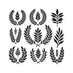 Minimal laurel sign silhouette vector illustration.
