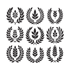 Minimal laurel sign silhouette vector illustration.