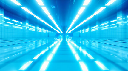 Modern Corridor with Futuristic Lighting, Architectural Perspective and Design