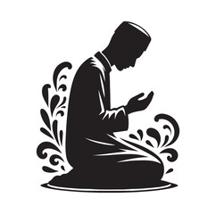 vector muslim Praying  silhouette vector illustration.