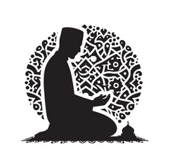 vector muslim Praying  silhouette vector illustration.