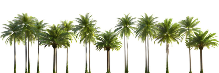 Large tropics palm trees shapes cutout backgrounds 3d rendering png