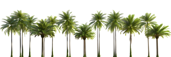 Large tropics palm trees shapes cutout backgrounds 3d rendering png