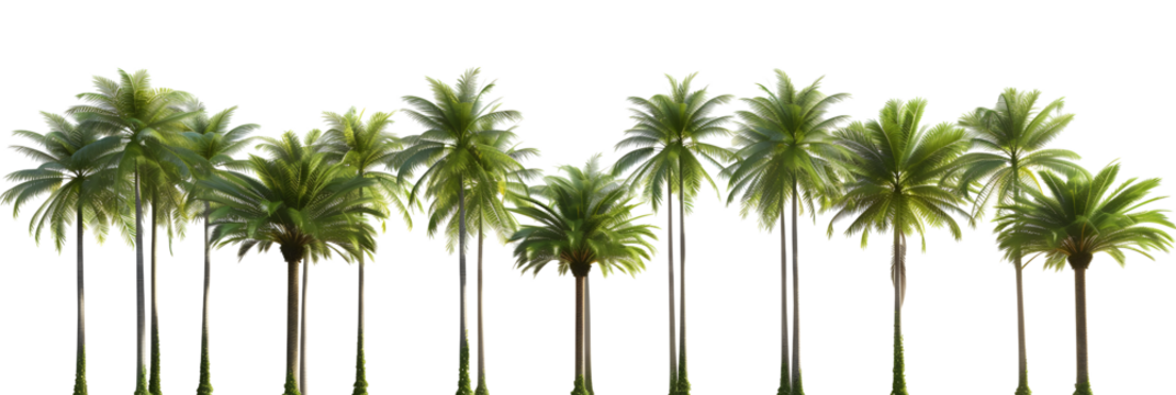 Large tropics palm trees shapes cutout backgrounds 3d rendering png