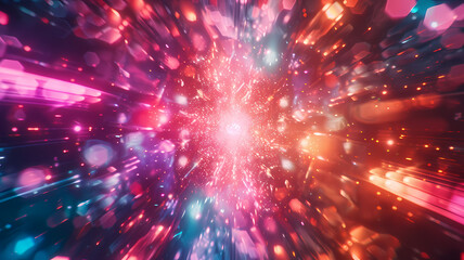 Fototapeta na wymiar Hyperspace Tunnel Journey in Vivid Pink and Blue Hues