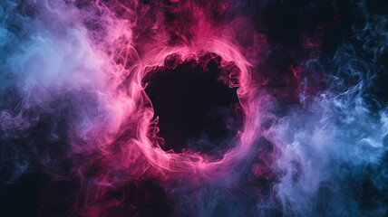 Vibrant Pink and Blue Smoke Forming a Mysterious Portal