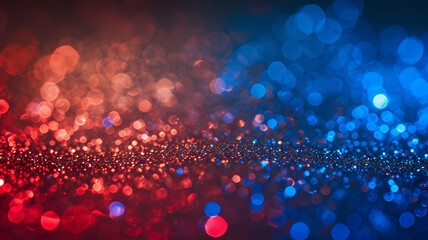 Abstract Bokeh Lights in Blue and Red Hues