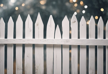 New white painted wooden fence on transparent background
