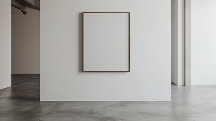 Modern Blank Canvas Frame on White Wall