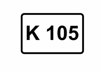 Illustration eines Kreisstraßenschildes der K 105 in Deutschland	