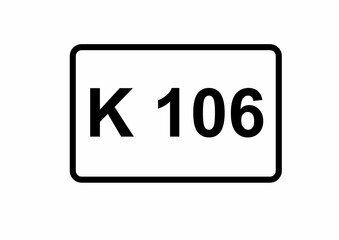 Illustration eines Kreisstraßenschildes der K 106 in Deutschland	