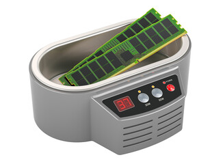 Ultrasonic Cleaner electronic circuit, 3D rendering isolated on transparent background