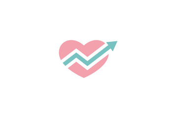 love arrow logo, heart with financial chart symbol icon design