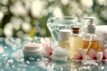 Natural skin care beauty ritual cream, anti aging serum oil sports massage. Beauty face maskcraniosacral therapy. Sensitive nose dispenser product mockup. acne cosmetic jar lotion