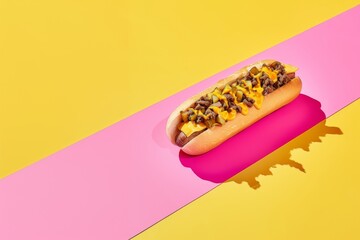 Cheesesteak Hotdog on Vibrant Background