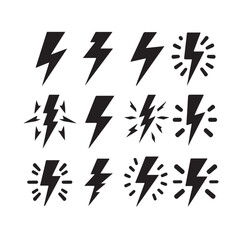 Lightning bolt icon vector set  silhouette vector illustration.