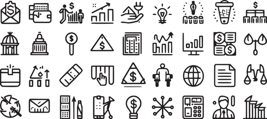 Finance icons set money payments.
