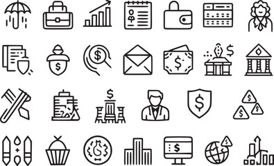 Finance icons set money payments.