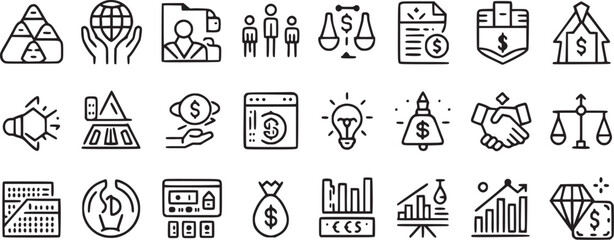 Finance icons set money payments.