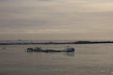 View of icebergs on the Diamond Beach in southern part of Vatnajökull National Park, Iceland