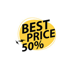 colorful best price 50 % benner discount vector illustration