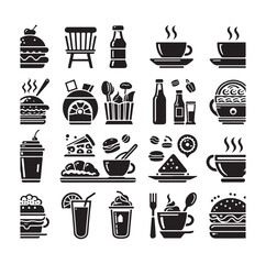 Set of cafe icons, restaurant icon, food and drink icon vector design illustration