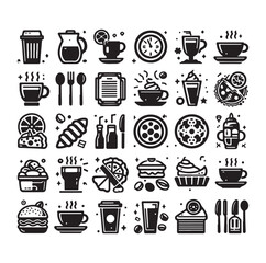 Set of cafe icons, restaurant icon, food and drink icon vector design illustration