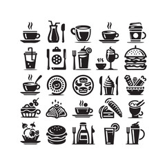 Set of cafe icons, restaurant icon, food and drink icon vector design illustration