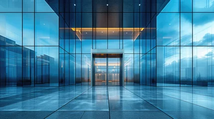 Fotobehang  Modern futuristic glass facade of the building  © Julia