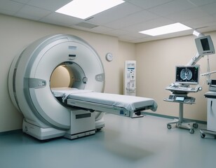 advanced mri or ct scan medical diagnosis machine at hospital lab as wide banner with copy space area 