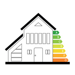 Energy efficiency chart and house concept. Home icon vector. Solar power. Green home. Vector stock illustration.