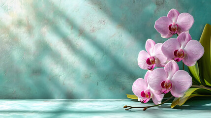 Pink orchids against a tropical backdrop, emphasizing the exotic beauty and vibrant colors of these elegant flowers in natural settings