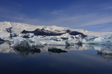 Jökulsárlón is a large glacial lake in southern part of Vatnajökull National Park, Iceland