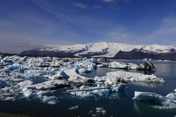 Jökulsárlón is a large glacial lake in southern part of Vatnajökull National Park, Iceland