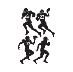 American Football player silhouette set vector illustration