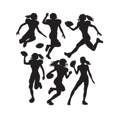 American Football player silhouette set vector illustration