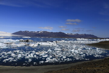 Jökulsárlón is a large glacial lake in southern part of Vatnajökull National Park, Iceland