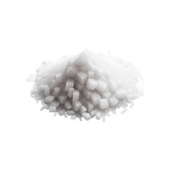 Close-Up View of a Pile of White Crystal Salt Isolated on a White Background